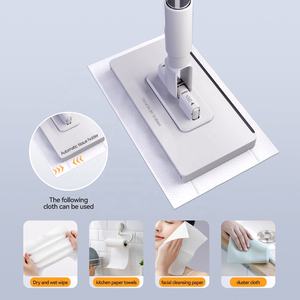 Mini facile à utiliser plat jetable en microfibre vadrouille fenêtre paresseux poussière essuyer avec poteau en acier serviette en papier tête remplacement tissu Non tissé - Product Image 3