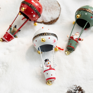 Christmas Decorations Wrought Iron Pendant Old Snowman Elk Hot air <b>Balloon</b> Creative Wind Chime Pendant Christmas Tree Ornaments - Product Image 4