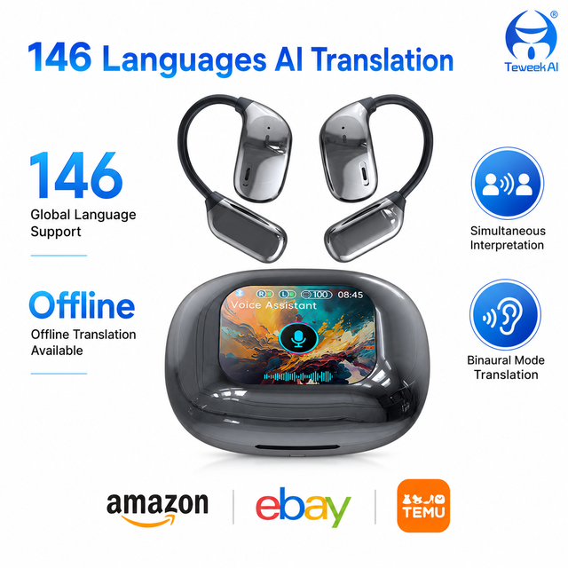 JM16 AI Translation Earbuds 146 Languages Real Time Offline Online Video Call Photo Interpreter Business Travel