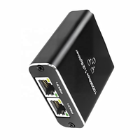 Splitter Ethernet 1000Mbps 1 ke 2 Kecepatan Tinggi, Splitter LAN Gigabit dengan Kabel Daya USB, Splitter RJ45 untuk Kabel Cat5/5e/6/7/8