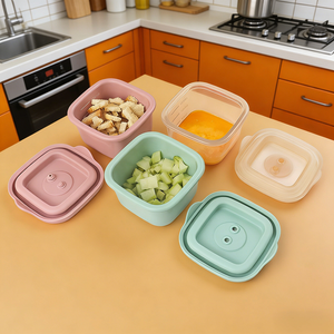 Boîte de conservation alimentaire en silicone personnalisée en usine - Contenant de conservation pour réfrigérateur pour aliments pour bébés et enfants, boîte bento sans BPA pour la préparation des <span class=keywords><strong>repas</strong></span> - Product Image 1