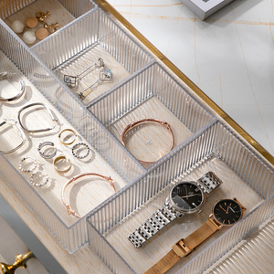High Quality Stackable Transparent <strong>Plastic</strong> Stripe <strong>Storage</strong> Boxes <strong>Drawer</strong> Organizers - Product Image 5