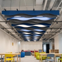Panneau acoustique pour animaux de compagnie, texture ondulée, lumière LED, plafond acoustique insonorisant, panneau acoustique suspendu pour hôtel, auditorium