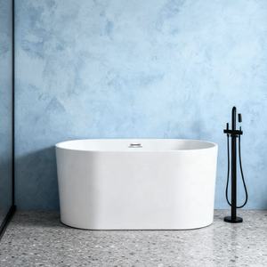 Modern Hotel Home Bañera independiente ovalada de remojo de acrílico blanco pequeño - Product Image 5