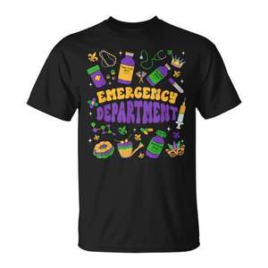 Camiseta del Departamento de Emergencias Mardi Gras para enfermeras y personal médico de urgencias - Product Image 1