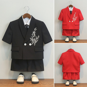 Nuovo Completo Casual in Stile Cinese per Ragazzi, Abito Estivo a Maniche Corte per Bambini, Elegante Completo da Cerimonia con Ricami - Product Image 4