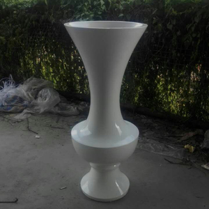 Pot de fleurs cylindrique rayé 070, <span class=keywords><strong>jardinière</strong></span> haute décorative en fibre de verre, vase de sol artisanal pour la décoration de la maison, de l'hôtel, du bureau et du centre commercial - Product Image 1
