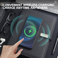 Bloc-notes en cuir Alibaba, powerbank, bloc-notes intelligent, bloc-notes à charge sans fil