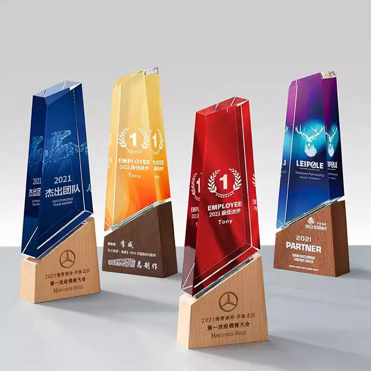 Solid Wood Crystal Trophy Customized Engraving Creative Trophy And Award Customized Champion Award