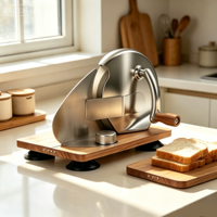 Coupe-pain manuel pliable en acier inoxydable pour pain au levain, réutilisable, avec manivelle