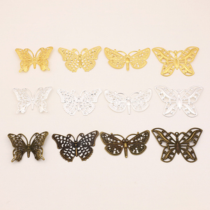 Pendentifs et breloques vintage en laiton 3D, motifs papillon et fleur, garnitures de bijoux, garnitures pour vêtements, entretoises florales, breloques papillon - Product Image 4