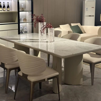 Ensemble de table à manger rectangulaire moderne de luxe en marbre naturel pour 6 personnes, idéal pour appartement, maison, hôtel, haute qualité