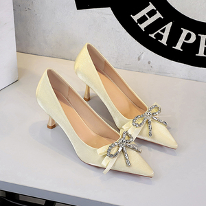 Italian Designer Fashion Largesize Luxury Women's High <b>Heels</b> Rhinestone & Bow Glamorous Elegant for Bridal - Product Image 4