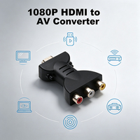 Convertisseur Adaptateur Vidéo Audio HDMI vers AV 3 RCA 1080p Plaqué Or Compatible NTSC PAL pour Boîtier TV Ordinateur Portable Lecteur DVD Téléviseur HD Projecteur