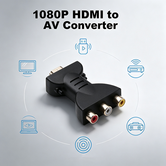 1080p HDMI to Av 3rca Composite Video Audio Converter Adapter Gold Plated Support Ntsc Pal for TV Box Laptop DVD Hdtv Projector