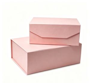 Boîte en carton rose rectangulaire auto-assemblable pour cadeaux et travaux manuels - Product Image 2