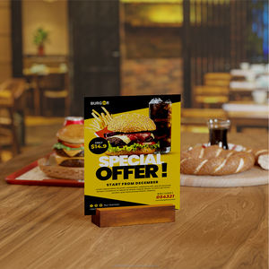 BLUEZON PC01 Acacia Wood Table <b>Card</b> Display Stands 4.8x1.6x1" <b>Place</b> <b>Card</b> Holders Sign Organizers for Kitchen Storage - Product Image 5