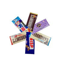 Sachets thermoscellables personnalisés en feuille de mylar Pochette pour biscuits, bonbons, collations Emballage de barre de chocolat énergétique Pochette pour sucettes glacées avec boîte d'affichage en papier