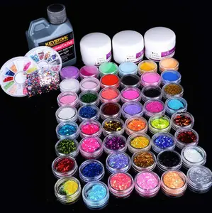 Nagelset Acryl Poeder Glitter Uv Gel Clipper Tips Met Nagel Trimmen Kit Vloeistof Voor Nagelverlenging Snel Glitter Gebogen