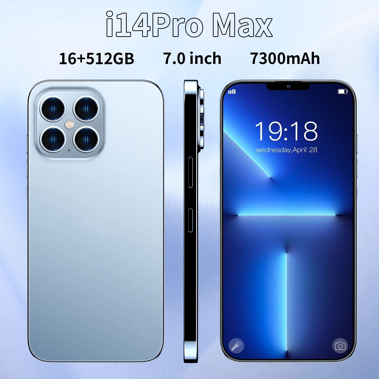 Fast delivery i14 pro max 7.0'' HD screen quick shipment 4 camera android mobile phones