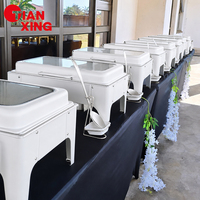 TIANXING Elegante Calentador de Comida Profesional de 9L, Color Blanco, con Quemador de Alcohol, para Servicio de Buffet, Ideal para Hoteles y Servicios de Catering