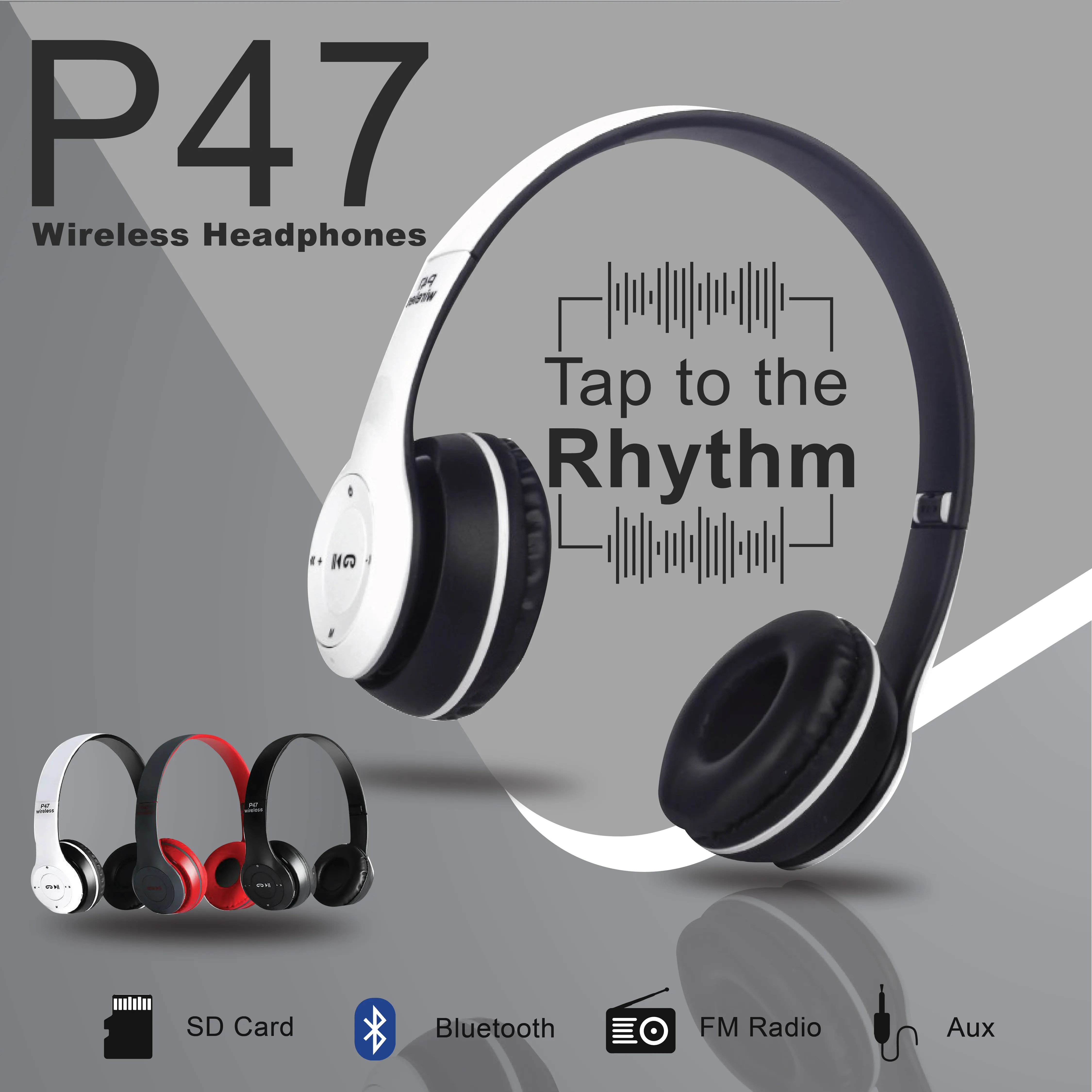 Nuevo diseño personalizado, auriculares para juegos sobre la oreja, sonido estéreo, auriculares inalámbricos, auriculares