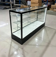 Comptoir de présentation en verre avec cadre en aluminium et éclairage, vitrine de sol pour magasin de détail, présentoir pour produits de tabac