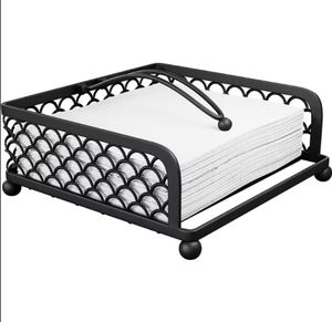 Porte-serviettes en papier plat moderne et élégant, distributeur à bras doré et noir pour table, comptoir de cuisine et utilisation en extérieur - usa Mairun - Product Image 1