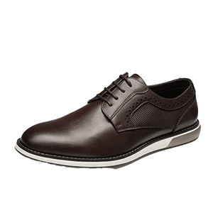 Zapatos Oxford de Cuero Genuino Marrón Oscuro para Hombre, Punta Redonda, con Cordones, Forro de Malla Transpirable, Suela de Goma, Estilo para Caminar en Todas las Estaciones - Product Image 1