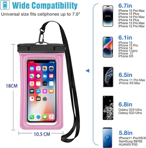 Casing ponsel tali klip besar, casing ponsel tahan Air dompet mengambang udara injeksi <span class=keywords><strong>IPX8</strong></span> klip besar tali dapat disesuaikan untuk iPhone 16 iPhone 16 Pro