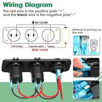 Cargador de Coche WLETO 4 en 1 con Doble QC3.0+PD USB, 54W, Panel de ABS/PC, Impermeable, Interruptor de Encendido/Apagado, Voltímetro DC 12-24V, 3 Dispositivos, 1 Año de Garantía