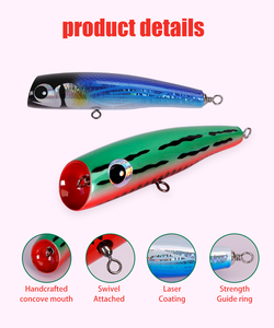 Leurre de pêche flottant en bois de 81g avec hameçons robustes pour la pêche en haute mer de GT et de thon en eau salée, action de lancer en surface - Product Image 4