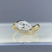 Bague en diamant Moissanite 2 carats 6x12, bijoux de luxe Mushan, argent S925 plaqué or 18 carats, pour femmes