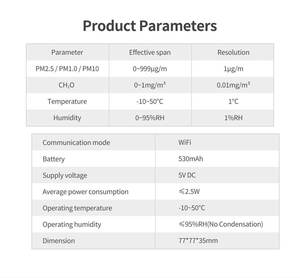 Détecteur de Qualité de l'Air Intelligent Wi-Fi pour la Maison : Formaldéhyde, PM2.5, Température, PM1.0, Humidité - Product Image 4