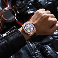 CHENXI 8851 nouveauté cadeau hommes mécanique automatique montre Vintage bracelet en silicone lumineux étanche squelette Rectangle montres