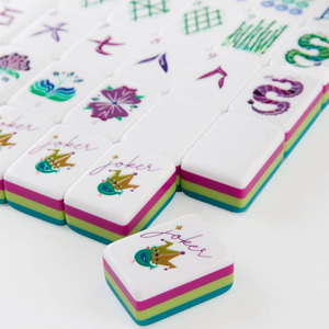 Custom Luxury Flowers Forest American Mahjong Tiles Western Theme 4 Layer Professional Gift Travel <b>Entertainment</b> Acrylic Mahjong - Product Image 4