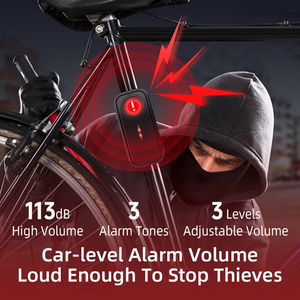 Nhà máy cung cấp chống trộm xe báo động 113dB phát hiện chuyển động âm thanh cảnh báo hình ảnh IP66 không dây từ xa xe đạp báo động - Product Image 3
