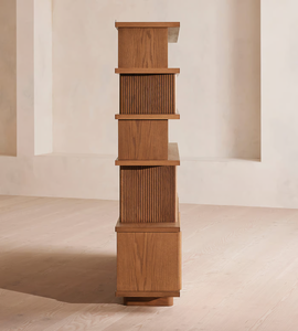 رف تخزين وعرض فاخر من خشب البلوط الإيطالي عالي الجودة، مكتبة مفتوحة عصرية لغرفة المعيشة والمكتب - Product Image 2