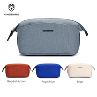 Sac cosmétique résistant à l'eau Kingsons 3L, polyester texturé, fermeture éclair en métal, trousse de maquillage portable pour femmes