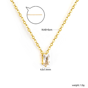 Collier pendentif tendance en acier inoxydable avec zircon serti géométriquement, chaîne de clavicule pour femme, bijou cadeau - Product Image 5