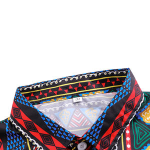 Nuovo arrivo ultimo Design all'ingrosso stile India estate <span class=keywords><strong>fantasia</strong></span> Button Down hawaiana stampata a manica corta Casual da uomo - Product Image 3