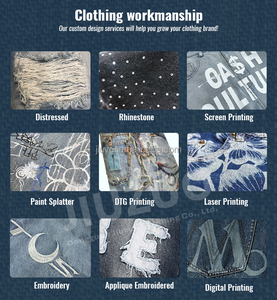 شورت جينز رجالي بمقاسات كبيرة بتصميم مخصص وطباعة شاشة وتأثير باهت ومغسول وحواف خام من الشركة المصنعة - Product Image 6