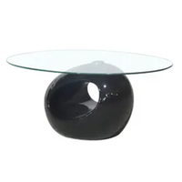 Table basse ovale avec plateau en verre Base moderne en PRF Table d'appoint Meubles d'hôtel de salon Table à thé en verre Goutte d'eau
