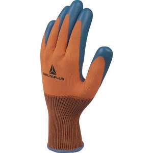 DELTA PLUS - VE733OR08-M Gant en polyester tricoté orange-bleu avec paume enduite de latex (multi-pack) - EAN MW132231 GLOVES - Product Image 1
