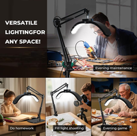 Lampada da Tavolo a Mezzaluna con Braccio Regolabile, Luce LED 24W con Base e Morsetto per Manicure, Extension Ciglia, Tatuaggi, Lavori di Bellezza