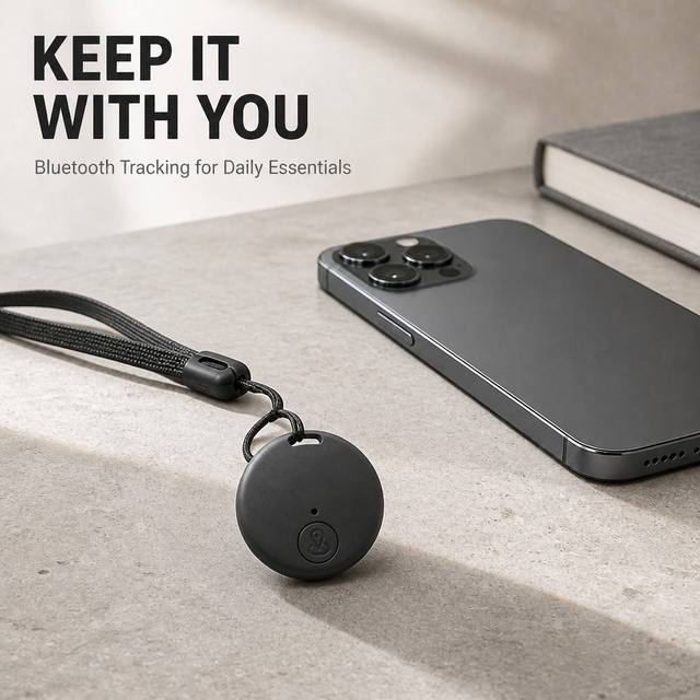 Bluetooth Tracker Round Personal Belonging Finder Lightweight Keyring Tag for Backpacks Wallets Pet and Travel Accessories