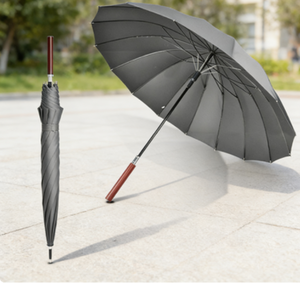 Personal Fashion Extended Wooden Handle Straight Pole 16 Ribs Wind-Resistant Reinforced Sunshade <b>Umbrella</b> - Product Image 5