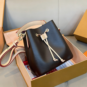 Designer Bags Women Famous Brands Genuine <b>Leather</b> Bucket Bag Hot Selling Luxury <b>Purse</b> Drawstring Closure - Product Image 1