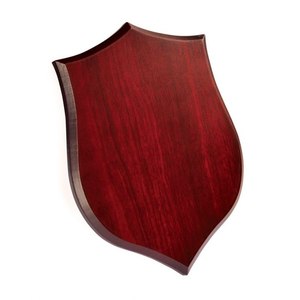 Targa a forma di scudo in mogano 190x260x15 mm, espositore in legno per premi e omaggi - Product Image 1