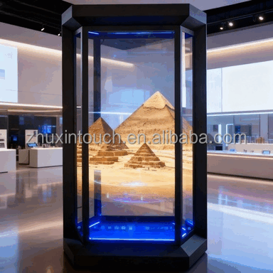ZhuXin OEM AI-Driven Holographic Kiosk with Digital Touch Screen 24/7 Service Switchable Digital Human for Vending